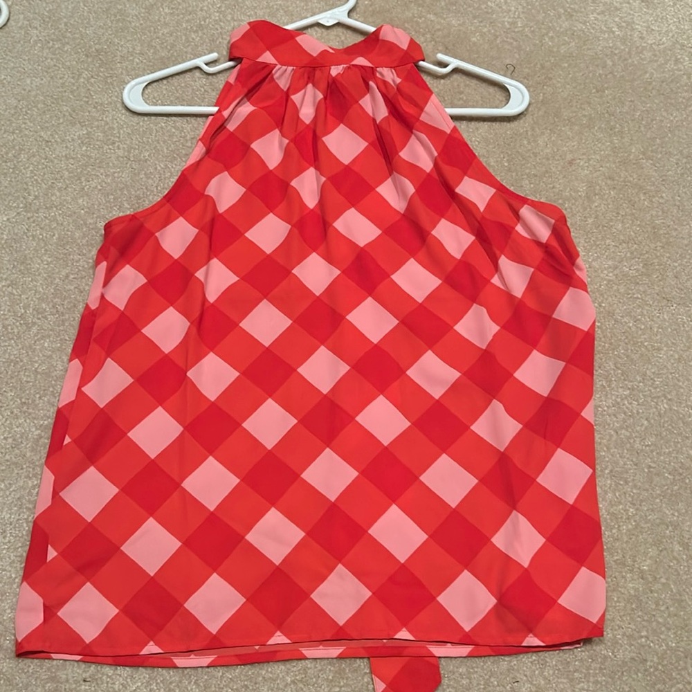 JCrew red and pink halter top